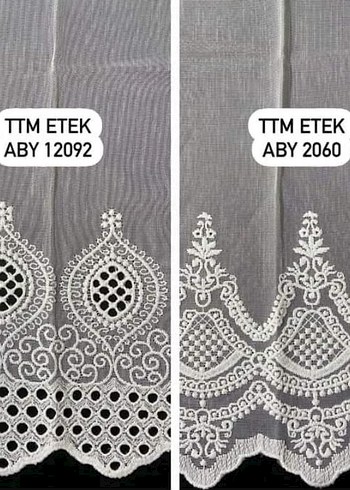 etek Nakışlı Beyaz Tül Perde - Görsel 9
