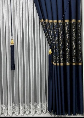 etek Nakışlı Beyaz Tül Perde - Görsel 6