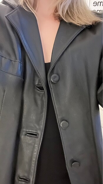 m Beden Vintage deri blazer ceket