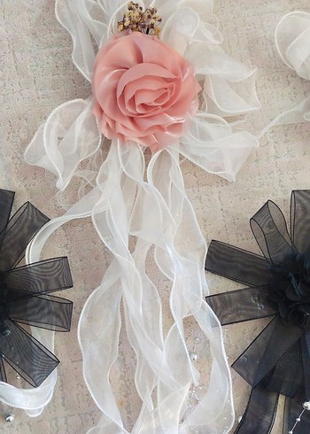 Pembe Gül Detaylı Bohem Düğün Aksesuarı