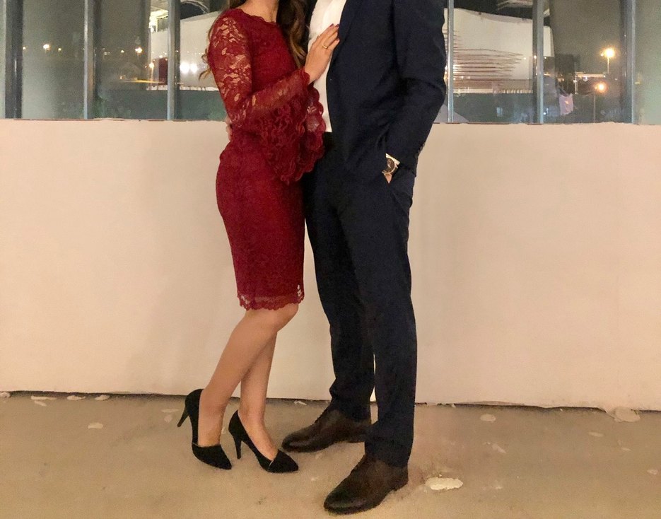 Bordo Dantelli kısa abiye - Görsel 2