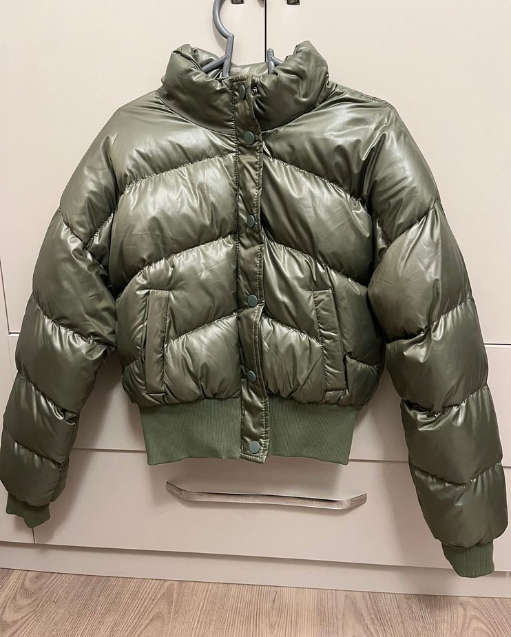 Yeşil Puflu Kadın Kışlık Mont - Görsel 2