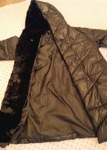 Kadın Siyah Kürklü Uzun Kışlık Ceket - Görsel 2