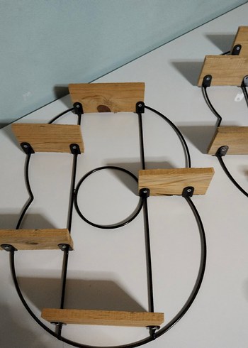 Ahşap Raflı Metal Duvar Dekoru - Görsel 2