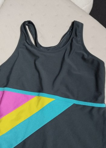 V Yaka, Fermuarlı, Çok Renkli Kadın Aktif Elbise - Görsel 2