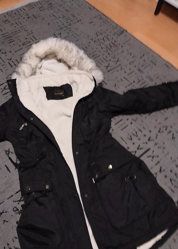 Gri Kapüşonlu Bebek Kışlık Ceket - Görsel 3