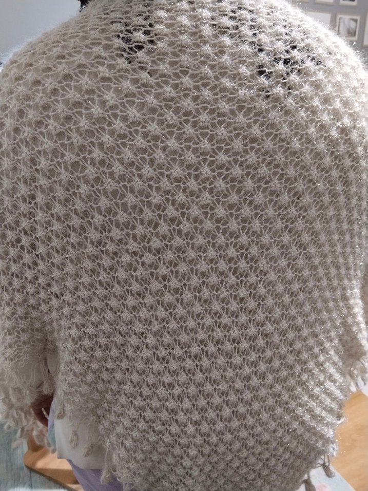 Dantel Detaylı Beyaz Kadın Triko Şal - Görsel 2