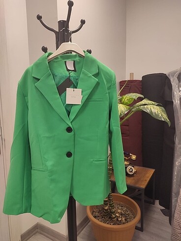 l Beden yeşil Renk Yeşil takım blazer ceket ve pantolon