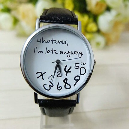 Whatever, I'm Late Anyway ???????????? Desenli Şık Siyah Kadın S