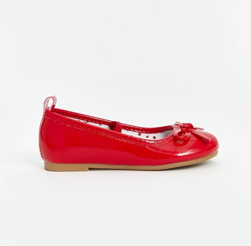Kız Çocuk Kırmızı Fiyonklu Bale Ayakkabısı - Görsel 3