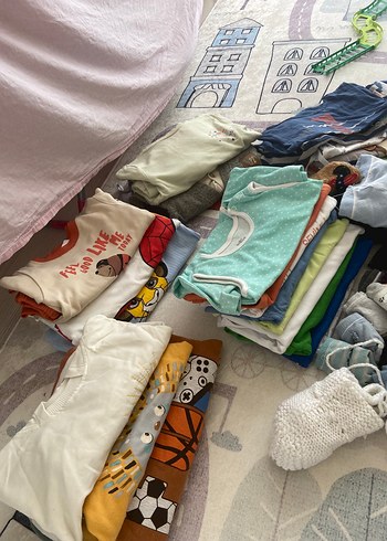 1,5 Yaş Beden beyaz Renk Toplu erkek bebek kıyafeti kışlık