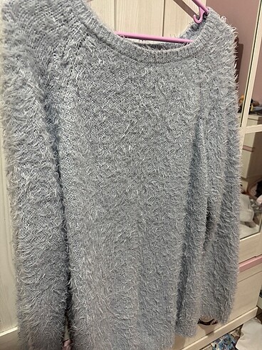 Mavi Kadın Tüylü Sweat Kazak - Görsel 2