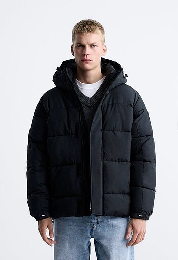 xl Beden ZARA KAPÜŞONLU ŞİŞME MONT