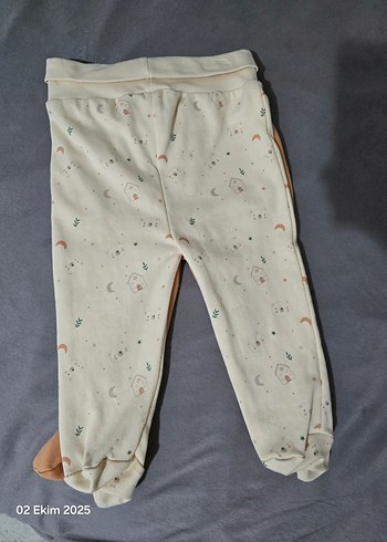 9-12 Ay Beden turuncu Renk Hellobaby 2 li bebek çoraplı pantolon (9 ay)