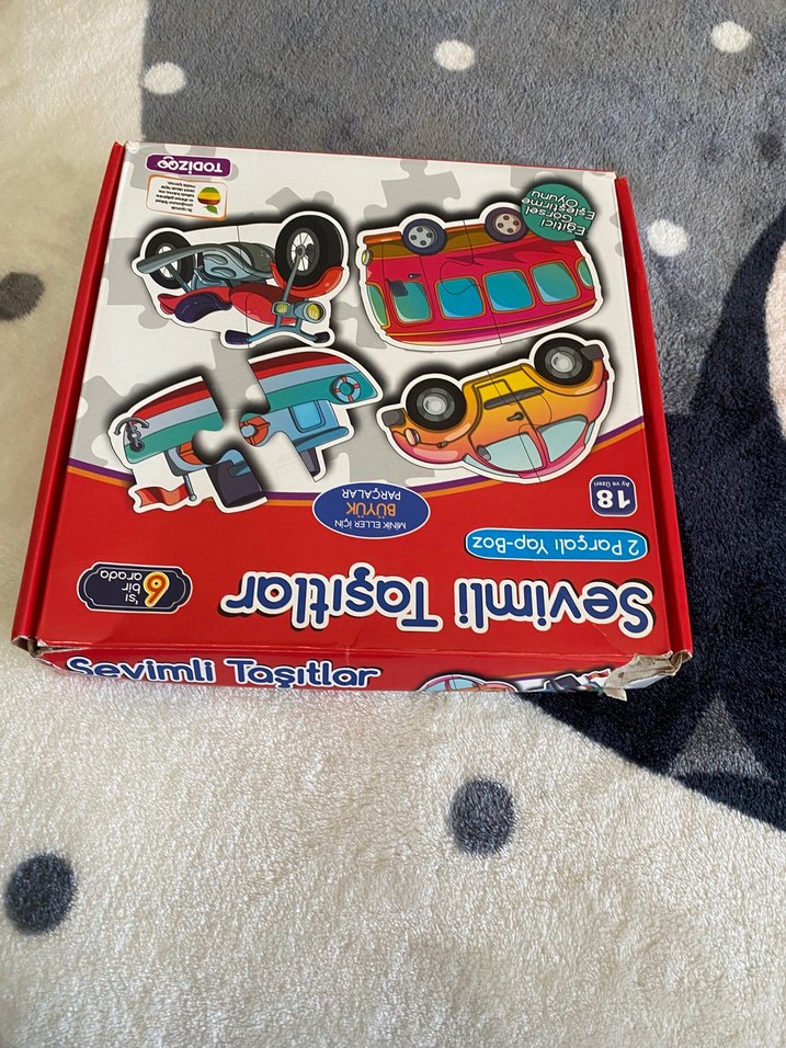 Renkli Çocuk Taşıtlar Puzzle Seti ve tükenmeyen stiker - Görsel 3