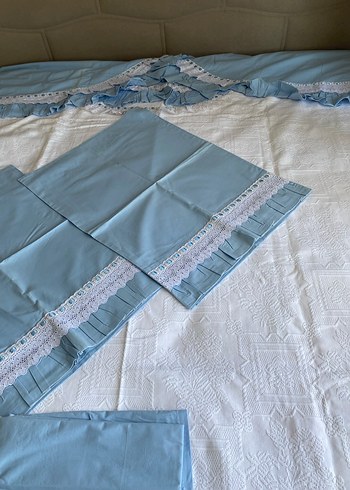 Nakışlı Pastel Mavi Nevresim Takımı - Görsel 4