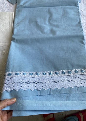 Nakışlı Pastel Mavi Nevresim Takımı - Görsel 5