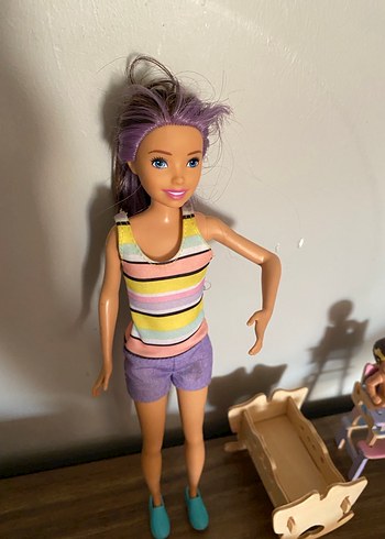 Barbie Mor Saçlı Bebek ve Aksesuarları