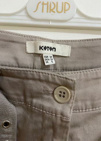 Kemer Detaylı Bej Kadın Kumaş Pantolon - Görsel 3