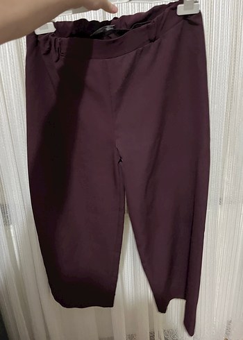 Bordo Kadın Midi Kumaş Pantolon