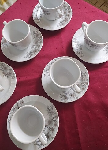 Beden gri Renk Güral porselen çay fincanı takımı 6 kişilik