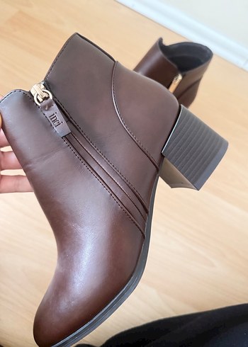Acı kahve Deri Kadın Topuklu Bot İnci - Görsel 3