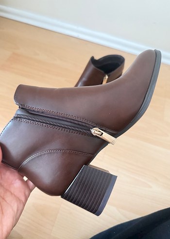 Acı kahve Deri Kadın Topuklu Bot İnci - Görsel 4