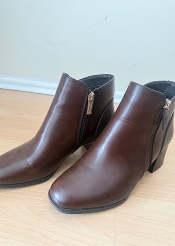 Acı kahve Deri Kadın Topuklu Bot İnci - Görsel 2