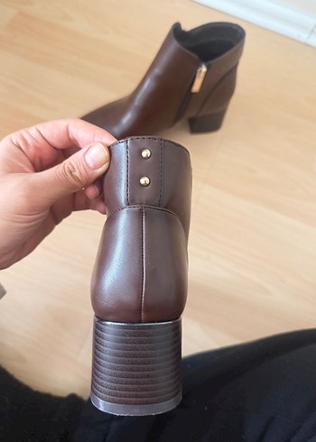 Acı kahve Deri Kadın Topuklu Bot İnci - Görsel 5