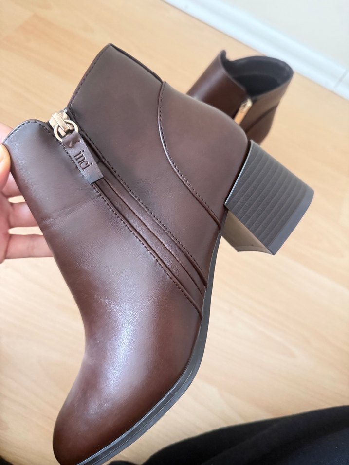 Acı kahve Deri Kadın Topuklu Bot İnci - Görsel 3