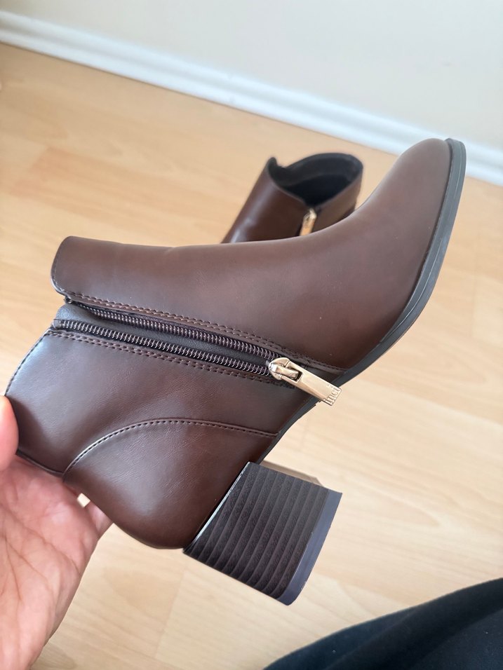 Acı kahve Deri Kadın Topuklu Bot İnci - Görsel 4