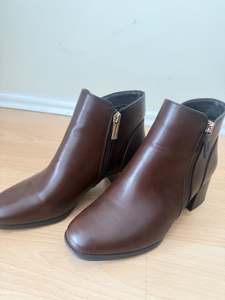 Acı kahve Deri Kadın Topuklu Bot İnci - Görsel 2