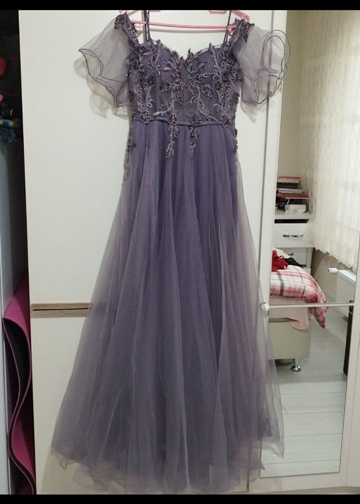 mor uzun abiye - Görsel 2