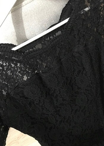 Siyah Dantel Midi Ofis Elbisesi - Görsel 2