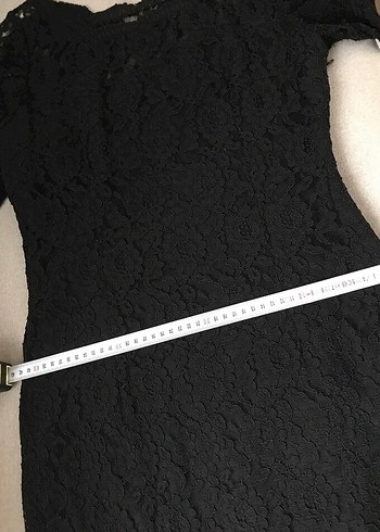 Siyah Dantel Midi Ofis Elbisesi - Görsel 4