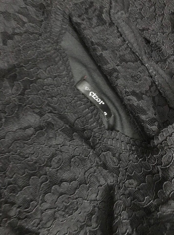 Siyah Dantel Midi Ofis Elbisesi - Görsel 3