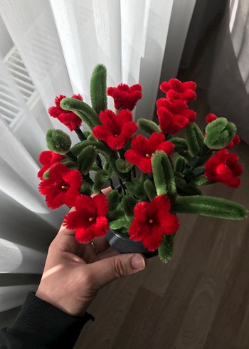 Dekoratif Şönil minik saksı çiçek - Görsel 2