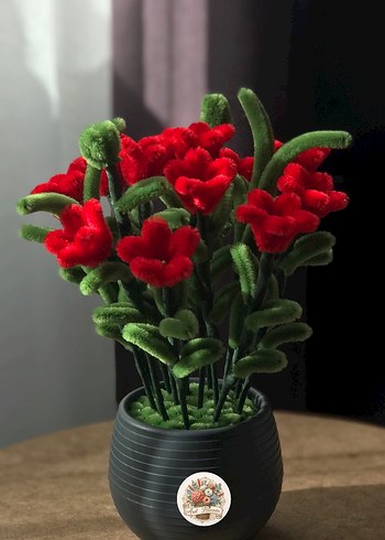 Dekoratif Şönil minik saksı çiçek - Görsel 3