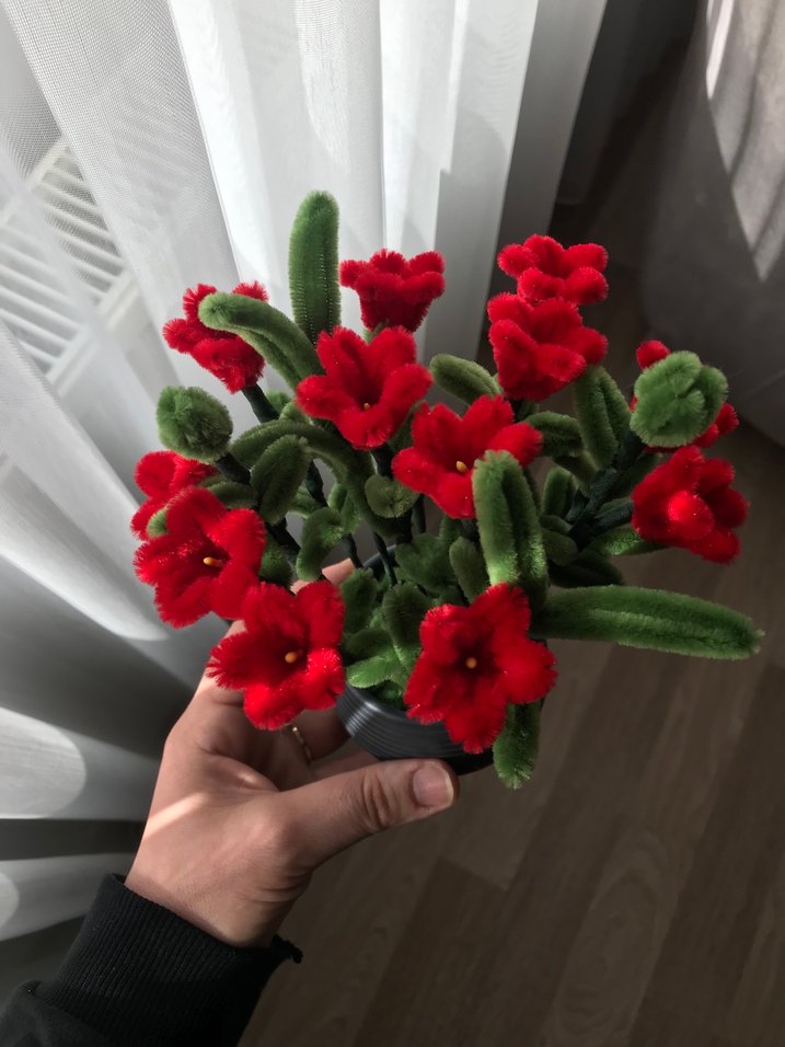 Dekoratif Şönil minik saksı çiçek - Görsel 2