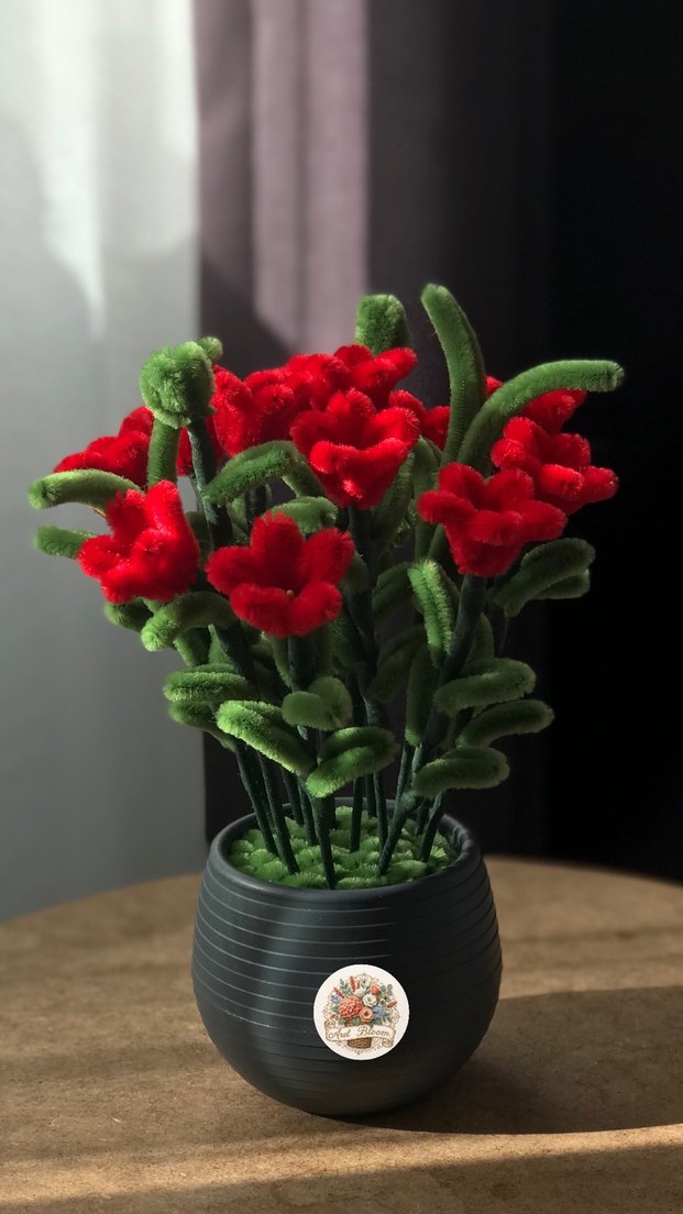 Dekoratif Şönil minik saksı çiçek - Görsel 3