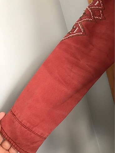 Suni Kürk Kapüşonlu Parka Kiremit renk - Görsel 7