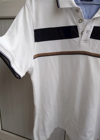 Düğmeli Beyaz Erkek Polo Tişört - Görsel 2