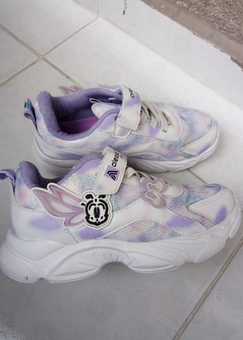 Kız Çocuk Mor Bağcıklı ve Cırtlı Spor Ayakkabı - Görsel 3