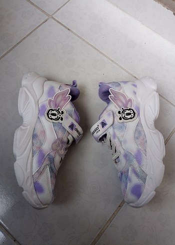 Kız Çocuk Mor Bağcıklı ve Cırtlı Spor Ayakkabı - Görsel 4