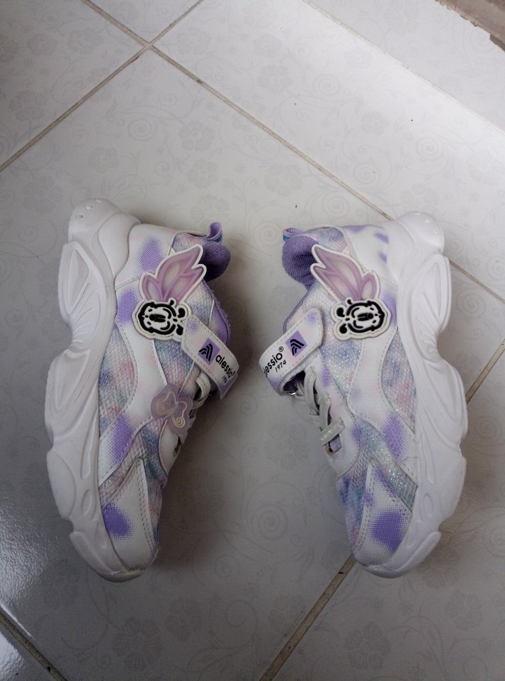 Kız Çocuk Mor Bağcıklı ve Cırtlı Spor Ayakkabı - Görsel 4