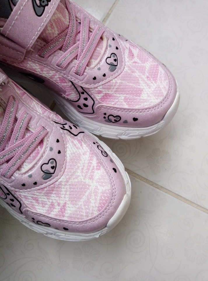 Kız Çocuk Pembe Baskılı Spor Ayakkabı - Görsel 4