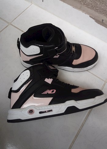 Kız Çocuk Siyah Pembe Spor Ayakkabı Velcro - Görsel 3