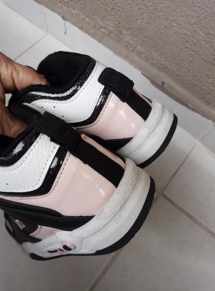 Kız Çocuk Siyah Pembe Spor Ayakkabı Velcro - Görsel 5