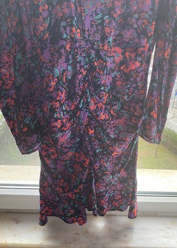 Kadın Çok Renkli V Yaka Midi Bohem Elbise - Görsel 3