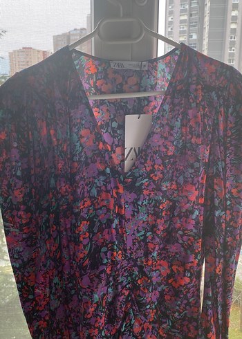 Kadın Çok Renkli V Yaka Midi Bohem Elbise - Görsel 2